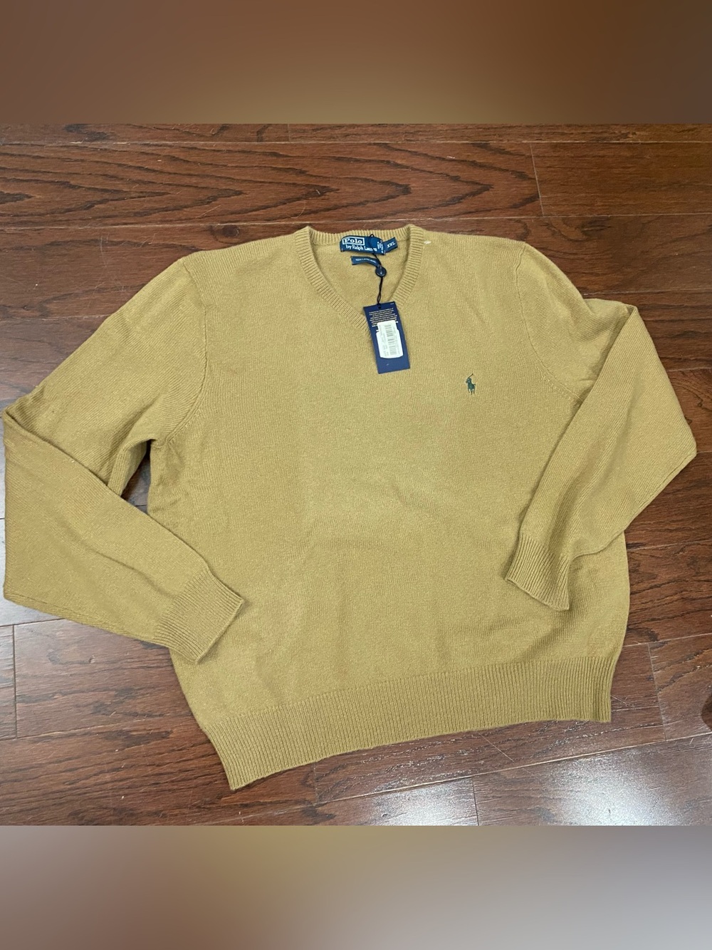 Polo Ralph Lauren Mens 100% Lambswool Sweater V-Neck Tan Large Preppy NWT XXL